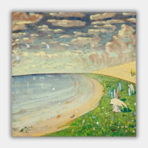 Šilkinė skarelė M.K. Čiurlionis - Angelėliai (Rojus) (68x68cm)