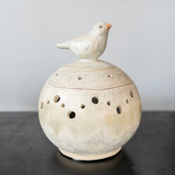 Midenės keramikinis rankų darbo šeimos židinys, žvakidė