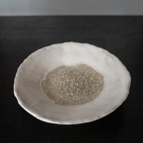 Midenės rankų darbo keramikinė lėkštelė, žvakidė