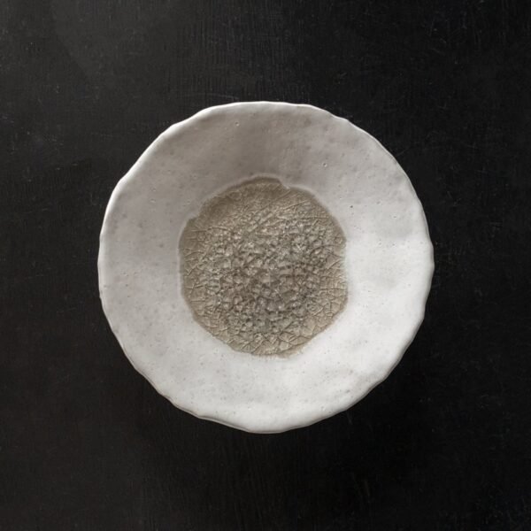 Midenės rankų darbo keramikinė lėkštelė, žvakidė