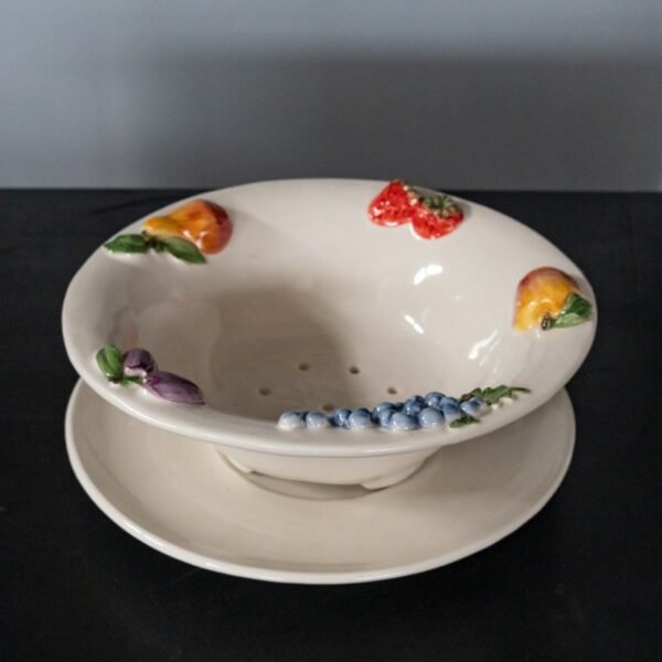 Rankų darbo dubuo ir lėkštė "Vaisių karalystė"