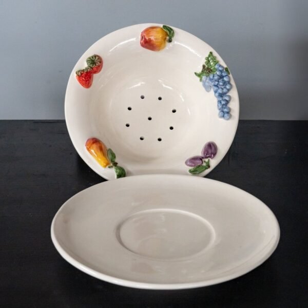 Rankų darbo dubuo ir lėkštė "Vaisių karalystė"