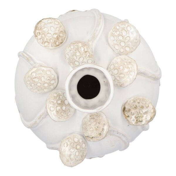 Apvali keraminė vaza su gėlių motyvais