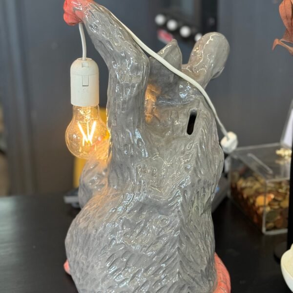 Keraminė taupyklė-šviestuvas „Pelė su lempute“