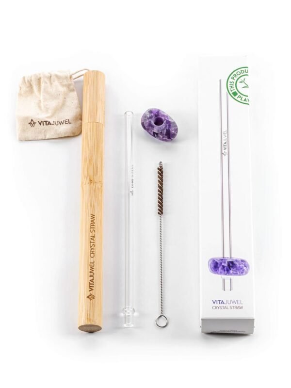 Vitajuwel stiklinis šiaudelis su Ametistu