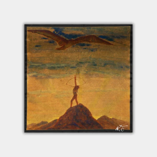 171.webp Šilkinė skarelė M.K. Čiurlionis - Saulė eina Šaulio ženklu (68x68cm)