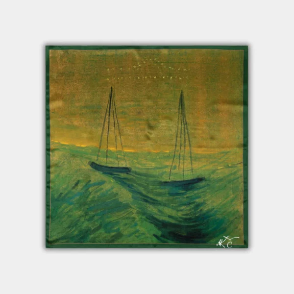 Šilkinė skarelė M.K. Čiurlionis - Saulė eina Svarstyklių ženklu (68x68cm)