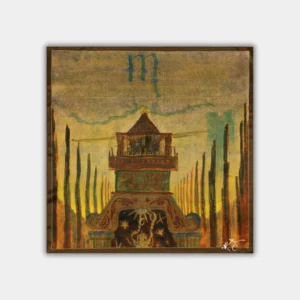 Šilkinė skarelė M.K. Čiurlionis - Saulė eina Skorpiono ženklu (68x68cm)