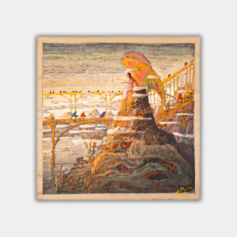 Šilkinė skarelė M.K. Čiurlionis - Angelo preliudas (53x53cm)