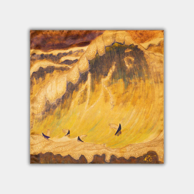 Šilkinė skarelė M.K. Čiurlionis - Jūros sonata (68x68cm)