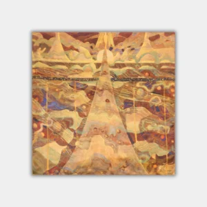 Šilkinė skarelė M.K. Čiurlionis - Žvaigždžių sonata (68x68cm)
