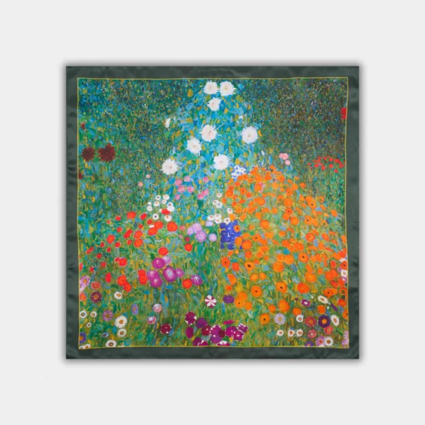 282_61c1c91e-7e33-4e1e-b86d-bcbc9218c4e6.webp Šilkinė skarelė Gustav Klimt - Sodybos sodas (53x53cm)