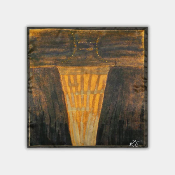 Šilkinė skarelė M.K. Čiurlionis - Saulė eina Dvynių ženklu (68x68cm)