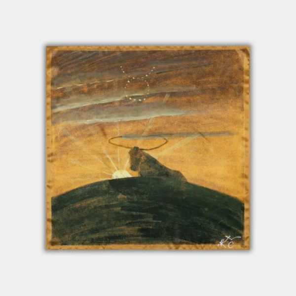 Šilkinė skarelė M.K. Čiurlionis - Saulė eina Jaučio ženklu (68x68cm)