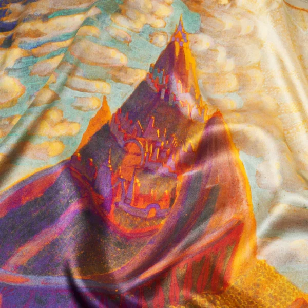 Šilkinis šalis M.K. Čiurlionis - Pilies pasaka (170x53cm)