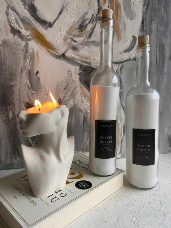 Žvakių dulkės butelyje