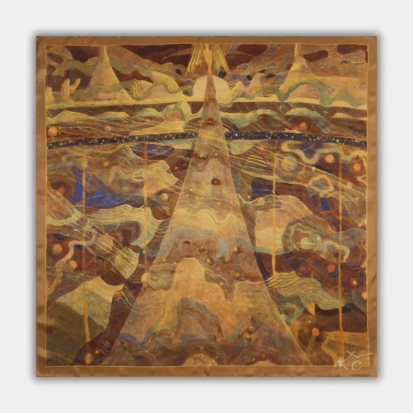 Šilkinė skarelė M.K. Čiurlionis - Žvaigždžių sonata (68X68CM)