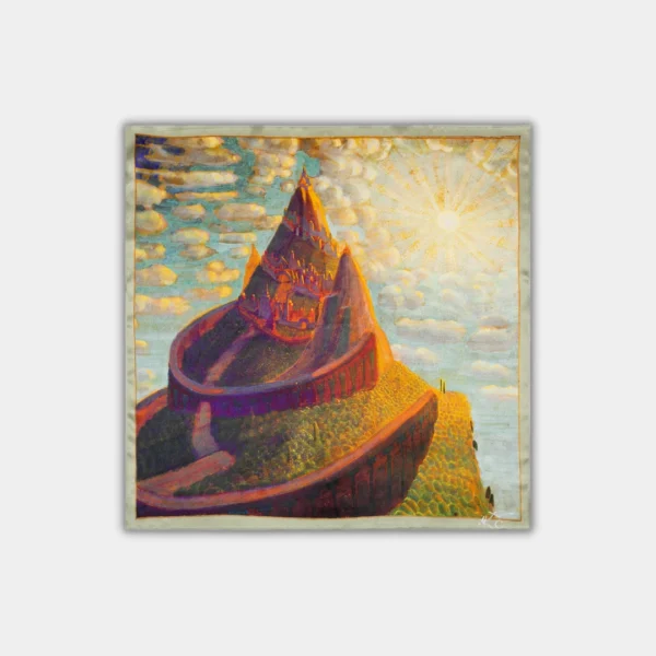 Šilkinė skarelė M.K. Čiurlionis - Pilies pasaka (53X53CM)